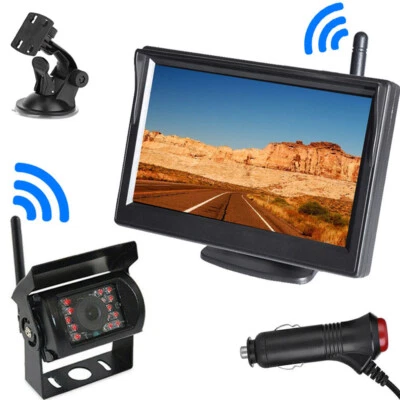 Wireless IR Rear View Backup Camera w/ 5" LCD Monitor for Truck Caravan 12-24V - Image 1 of 4