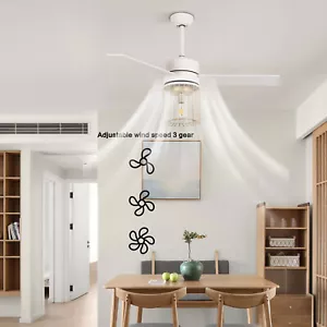 Modern Ceiling Fan Light Champagne Gold Lampshade Pendant Light Fixture Decor - Picture 1 of 12