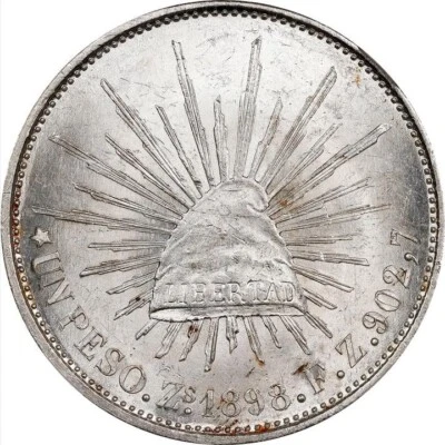 1898 Zs FZ NGC MS62 MEXICO 1 UN PESO FUERTE SILVER HIGHLY COLLECTED SERIES - Image 1 of 3