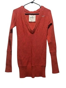 Vintage Hollister Y2K Henley Sweater Small Coral VNeck Bella Swan Elena Gilbert - Picture 1 of 13