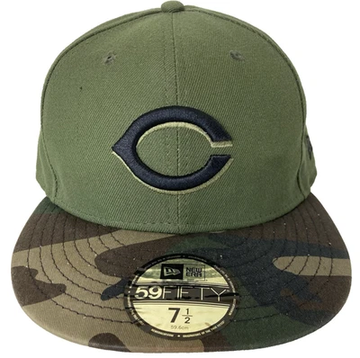 Cincinnati Reds New Era 59Fifty Official On-Field Green Camo Fitted 7 1/2 Hat - Image 1 of 4