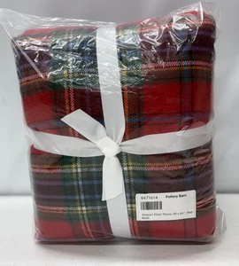 NEW Pottery Barn Stewart Plaid with Sherpa Back 50 x 60 Throw Blanket~Red Multi - Picture 1 of 2