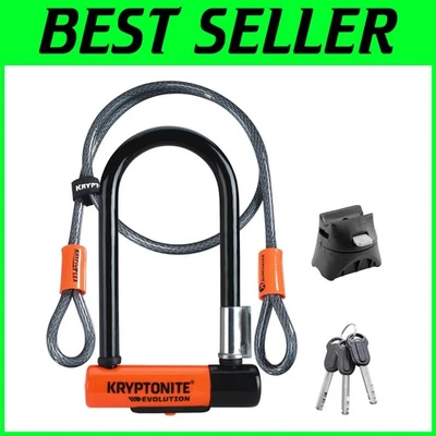 13mm Hardened Steel U-Lock with Vinyl Coating & 4ft Security Cable - Mini Size - Image 1 of 4