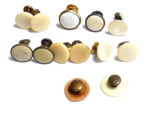 VINTAGE x13 Mixed Collar Studs Buttons - Mother of Pearl Celluloid - Picture 1 of 5