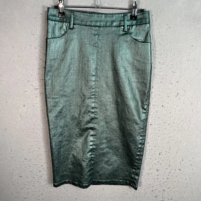 Falda lápiz Zara mujer talla XS verde metálico mezcla algodón Foto 1 de 4