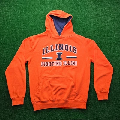 Suéter con Capucha Illinois Fighting Illini Para Hombre Mediano Naranja Pullover Logo Universitario Foto 1 de 4