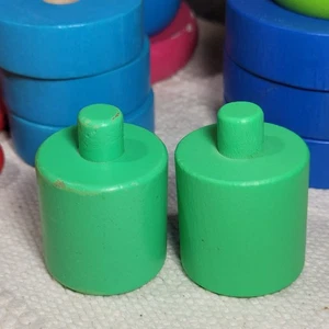 Lovevery The Adventures Colorful Wooden Stacking Replacement Green Pegs (2) - Picture 1 of 2