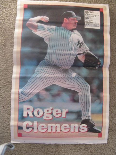 Póster de bonificación de Roger Clemens Yankees 1999 NY POST BÉISBOL NUEVO Foto 1 de 1