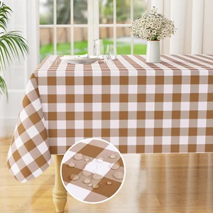 Rectangle Waterproof Vinyl Table Cloth, Buffalo Flannel Backed Tablecloth, Wipea - Picture 1 of 12