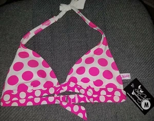 NEW SIN CITY BEACHWEAR Pink & White Polk A Dot HOBIE Triangle Bikini Top Size M - Picture 1 of 4
