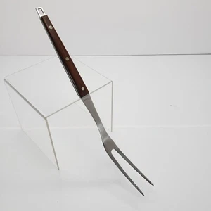 Vintage Ekco Flint Serving Fork Stainless Wood Handle Made in the USA - Picture 1 of 8