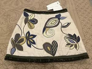 NWT $498 Veronica Beard Inga Embroidered Raw Silk Mini Skirt Beaded Oyster Sz 4 - Picture 1 of 12