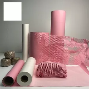 Pink Packaging Paper Honeycomb Cushioning Wrap Roll Perforated Packing Recycled - Picture 1 of 17