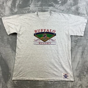 Vintage Buffalo Bisons MiLB T-Shirt XL* grau bestickt Midwest Stickerei - Bild 1 von 7