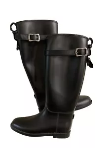 Dirty Laundry Women's Black Knee High Adjustable Buckle Rain Boots Size 7 - Picture 1 of 6
