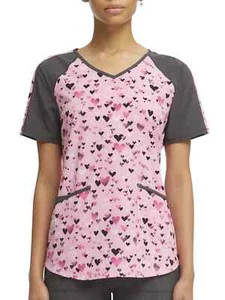 Scrubstar Women's "Sentimental Hearts" V-Neck Print Scrub Top, Size XL/XG - Picture 1 of 6