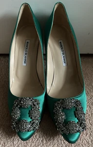manolo blahnik Hangisi Green heels 37 shoes only - Foto 1 di 5