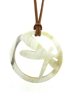 camilieri Horn Anhänger Hornanhänger beige poliert Libelle handmade NEU - Bild 1 von 2