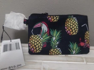 Vera Bradley Toucan Party ZIP ID CASE New with Tags Tropical Bird Pineapples - Picture 1 of 3