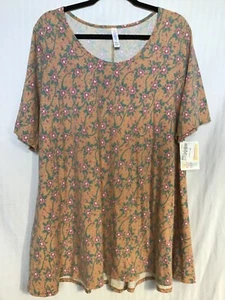 NWT Lularoe Perfect T 3XL Cotton Blend Floral Green Pink Stretch - Picture 1 of 2