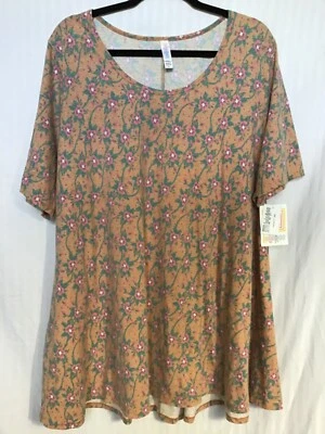 NWT Lularoe Perfect T 3XL Cotton Blend Floral Green Pink Stretch - Image 1 of 2