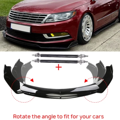 Front Bumper Lip Splitter Spoiler Gloss Black For Volkswagen CC 2009-17 Bod Kit Foto 1 de 4