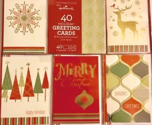 Hallmark 40 Holiday GREETING Cards & Designed Envelopes with Seals Designs - Picture 1 of 2