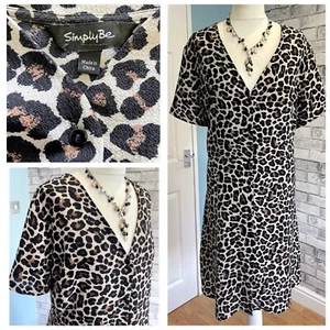 Simply Be Tunic Dress Plus Size 22 Textured Leopard Print summer holiday Party - Picture 1 of 14