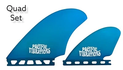 PACIFIC VIBRATIONS Sea Side quad Fits Futures SURFBOARD Fins Fiberglass Blue