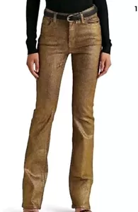 Lauren Ralph Lauren Jeans Womens 16W Bronze Metallic Mid Rise Boot Cut 5 Pocket - Picture 1 of 6
