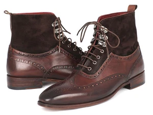 Paul Parkman Men's Wingtip Boots Brown Suede & Calfskin (ID#991-BRW) - Picture 1 of 6