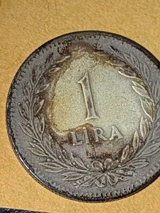 TURKEY. Silver 1 LIRA 1947 Circulated Needs Restoration - Picture 1 of 2