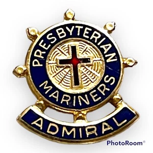 Presbyterian Mariners Admiral Pinback With Cross Gold Tone Pin - Picture 1 of 2