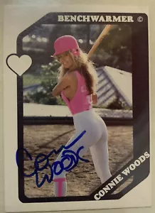 Connie Woods Model Actress Autographed Signed 1989 Benchwarmer Batting Card - Picture 1 of 2
