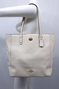 COACH - KIESELLEDER STADT TASCHE KREIDE/IMITATION GOLD F12184 NEU MIT ETIKETT UNVERBINDLICHE UVP 395 - Bild 1 von 8
