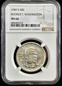 **WOW FACTOR** 1949-S Booker T. Washington Half Dollar- NGC Graded MS66 Lustrous - Picture 1 of 4
