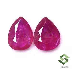 9x7 mm Certified Natural Ruby Pear Cut Pair 3.34 CTS Mozambique Loose Gemstones - Picture 1 of 6