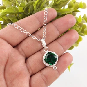Colgante de piedras preciosas de esmeralda natural de 18,85 quilates joyería de plata de ley 925 1,30" - Imagen 1 de 2