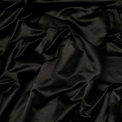 Black Duchess Silk Satin, 100% Silk Fabric, 55" Wide, By The Yard (TS-7171G) - Image 1 of 3