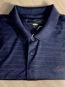 Greg Norman Play Dry Golf Poloshirt Herren Gr. XL grau schwarz gestreift Performance - Bild 1 von 4