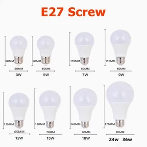 E27 LED Globe Glühbirne Lampe 3W 5W 7W 9W 12W 15W 18W 24W36W 220V Energiesparend - Picture 1 of 29