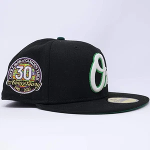 NWT 1/2 Black Baltimore Orioles 30th Anniversary 59fifty New Era Fitted Hat Cap - Picture 1 of 5
