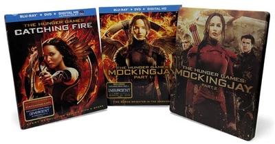 The Hunger Games Catching Fire & Mockingjay Part 1 & 2 Blu Ray Lot - Imagem 1 de 4