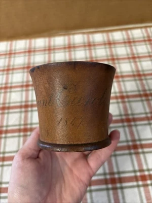 Mid 19th Century Sm Trinket Container W Floral Paint Motif, “Aunt Caroline 1847” - Image 1 of 4