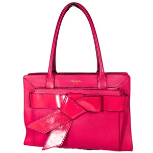 Kate Spade Bow Valley Rose Pink Leather Large Tote Bag - Picture 1 of 13