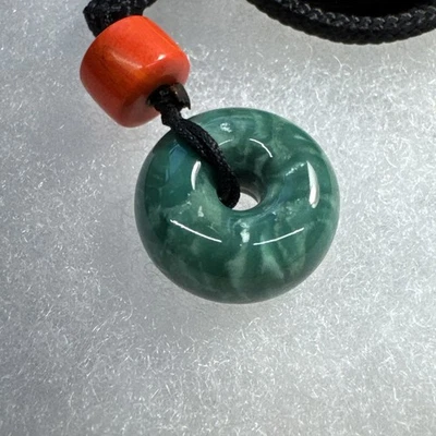 Colar de contas de rosquinha turquesa natural de alta qualidade cortes à mão com rosarita laranja  - Imagem 1 de 4