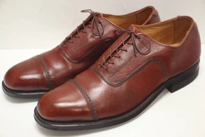 Vintage 1950's-60's Bates Cap-Toe Leather Shoes Size US 12 D Brown - Picture 1 of 7