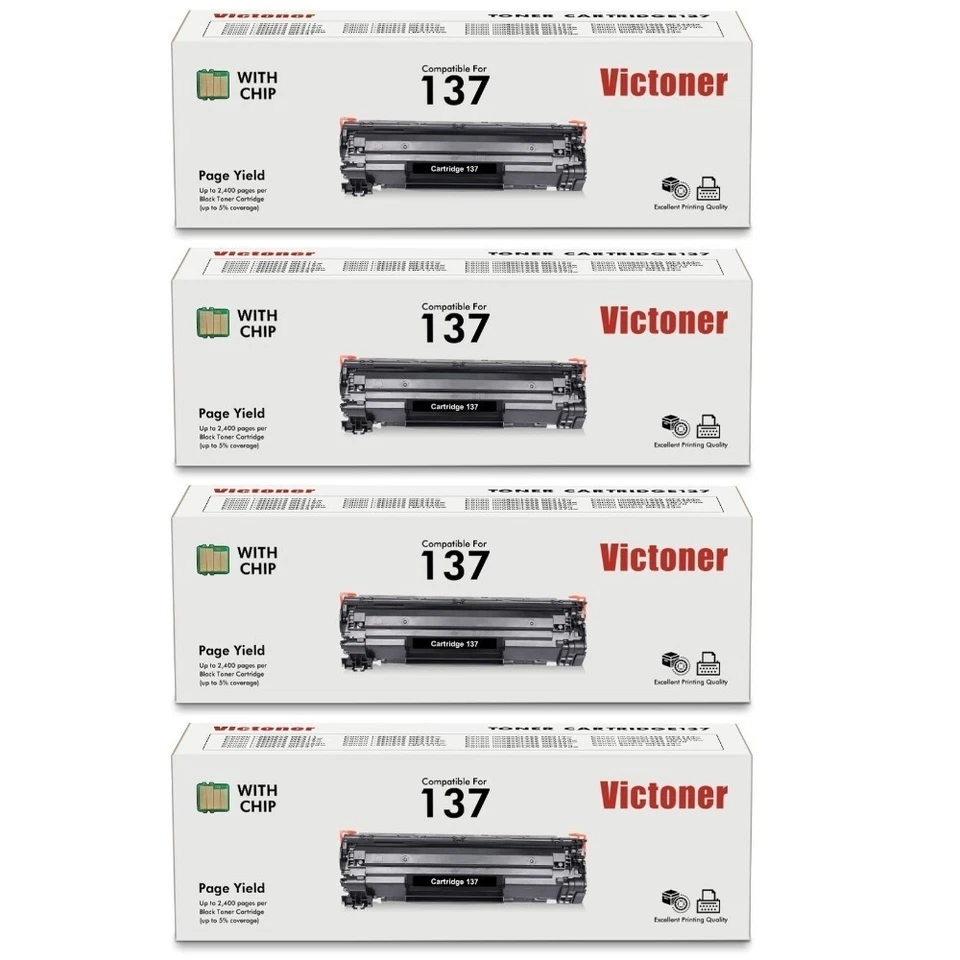 Paquete de 4 cartuchos de tóner negro de repuesto para Canon Laser 137 Foto 1 de 1