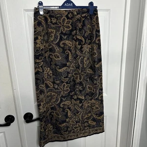 Talbots Skirt Women’s 8 Silk Paisley Maxi Lined Wrap Blue Tan Nude VTG - Picture 1 of 7