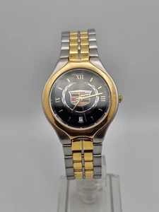 Reloj de fecha de acero inoxidable vintage 1999 con logotipo de Cadillac 37 mm esfera negra bicolor para hombre - Imagen 1 de 20